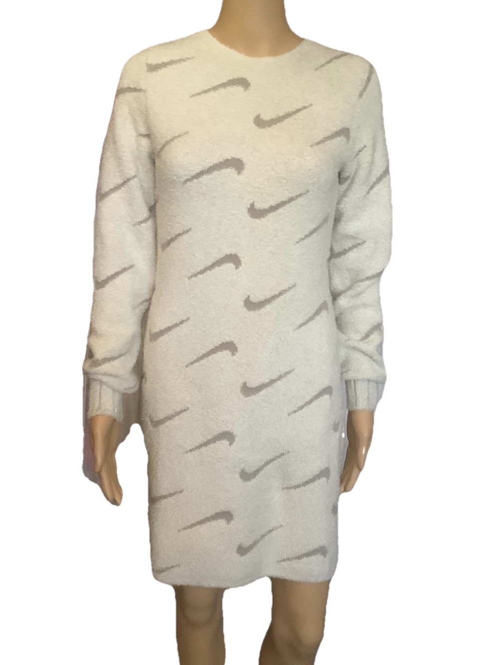 NIKE Sportswear Phoenix Cozy Bouclé Printed Mini Dress Fashion Casual Knit small